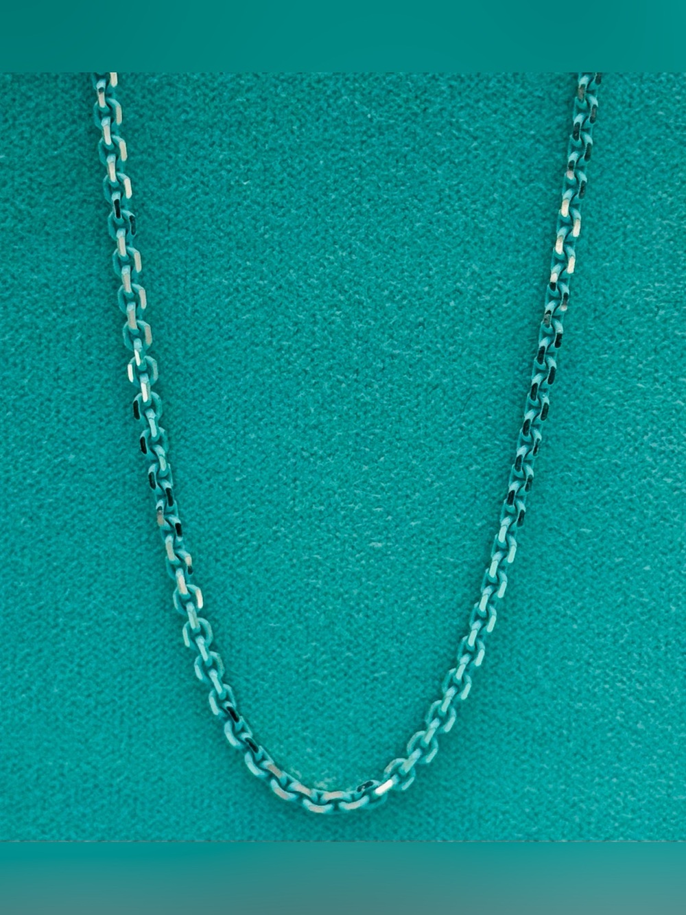 Authentic Tiffany & Co
30" Blue Enamel Chain Necklace Sterling Silver 2.5mm